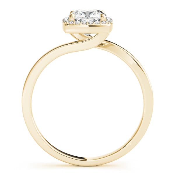 Bypass Halo Cushion Engagement Ring, style 84764, Side view in yellow gold