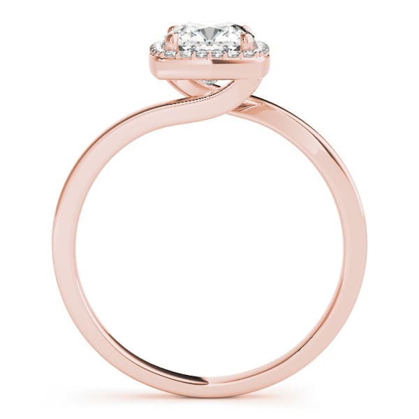 Bypass Halo Cushion Engagement Ring, style 84764, Side view in rose gold
