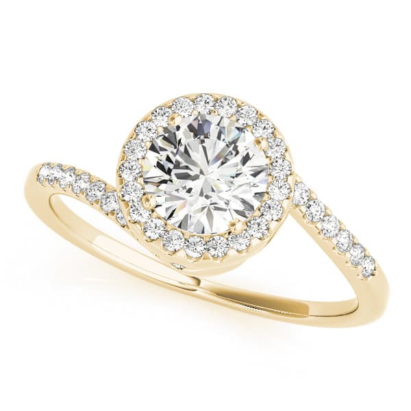 Bypass Halo Engagement Ring, style 84766, Front view in yellow gold