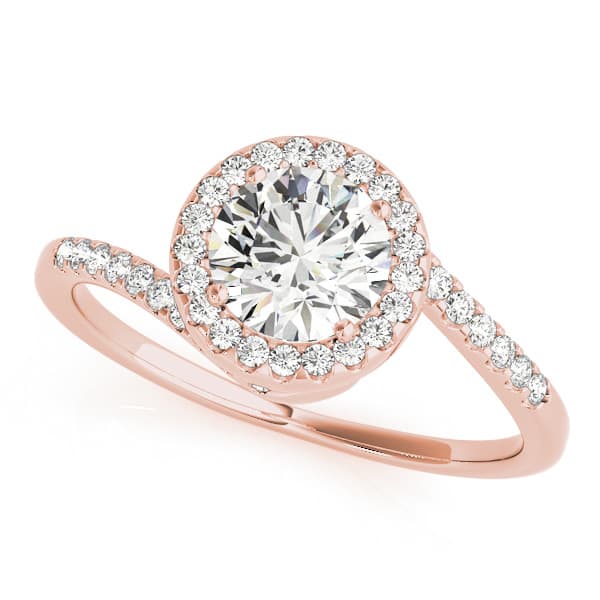Bypass Halo Engagement Ring, style 84766, Front view in rose gold
