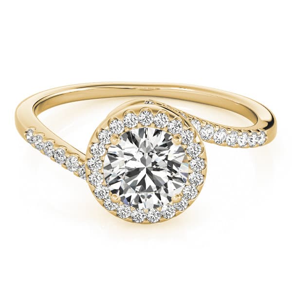 Bypass Halo Engagement Ring, style 84766, On hand view in yellow gold