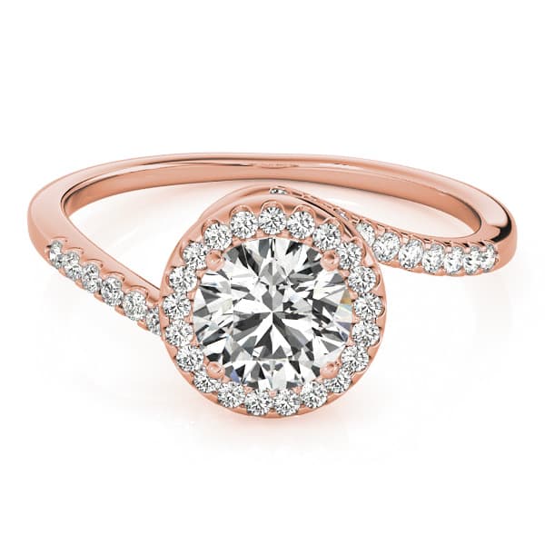 Bypass Halo Engagement Ring, style 84766, On hand view in rose gold