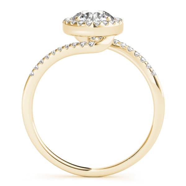Bypass Halo Engagement Ring, style 84766, Side view in yellow gold