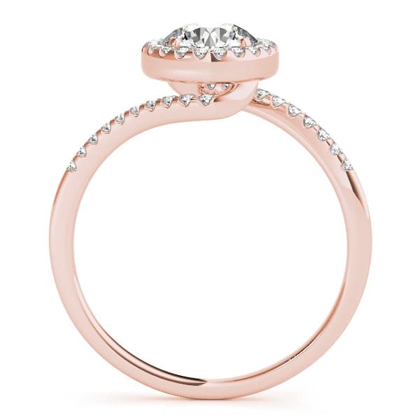 Bypass Halo Engagement Ring, style 84766, Side view in rose gold