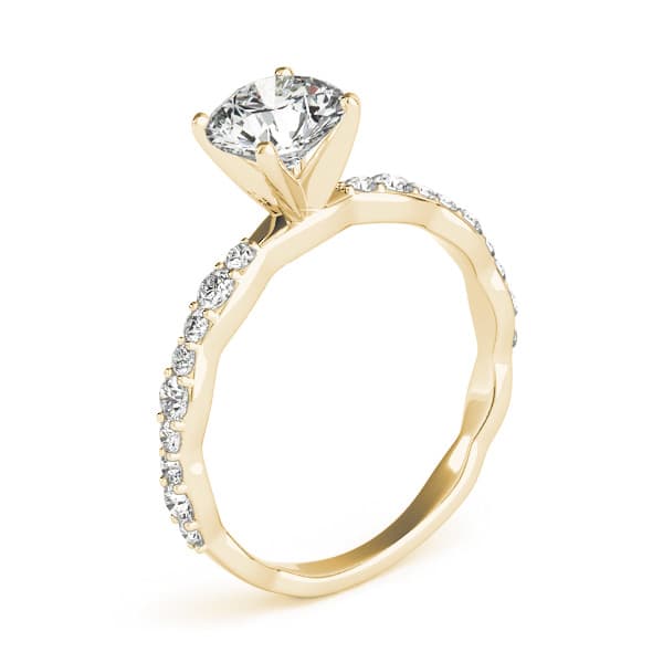Diamond Accented Engagement Ring, style 84767, On hand view in yellow gold