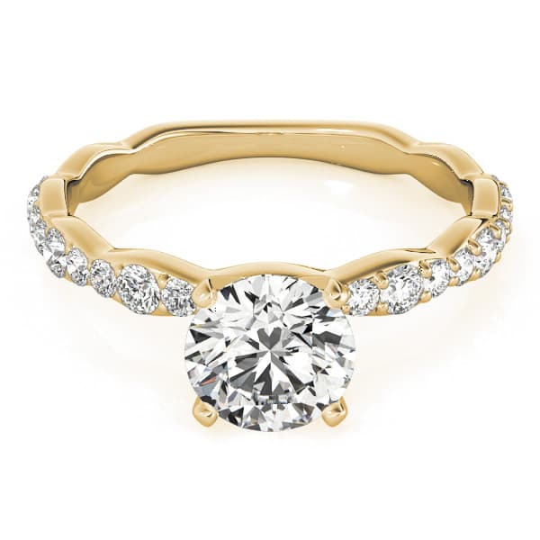 Diamond Accented Engagement Ring, style 84767, Top view in yellow gold