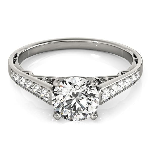 Engagement Ring, style 84768, On hand view in white gold or platinum