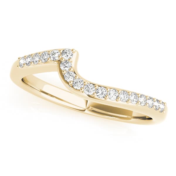 Prong Set Curved Wedding Bands (1/8 ct. tw.), Front view in yellow gold