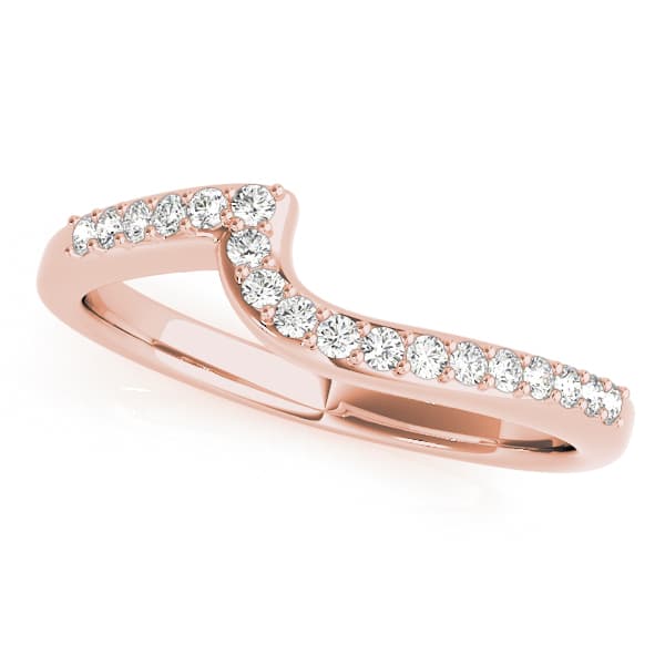 Prong Set Curved Wedding Bands (1/8 ct. tw.), Front view in rose gold