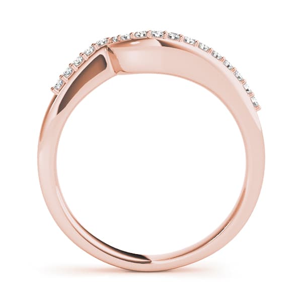 Prong Set Curved Wedding Bands (1/8 ct. tw.), Side view in rose gold