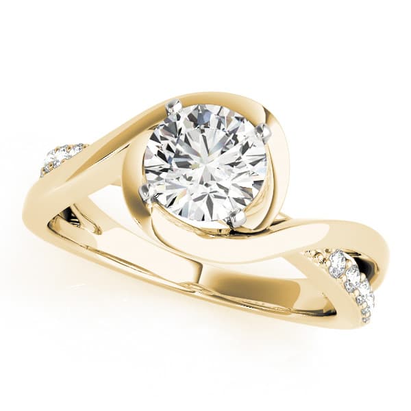 Solitaire Bypass Engagement Ring, style 84771, Front view in yellow gold
