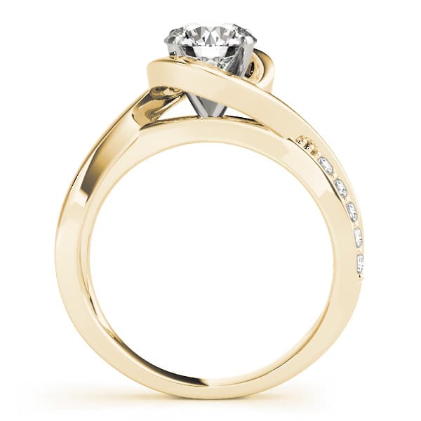 Solitaire Bypass Engagement Ring, style 84771, Side view in yellow gold