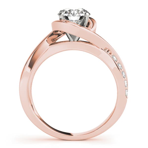 Solitaire Bypass Engagement Ring, style 84771, Side view in rose gold