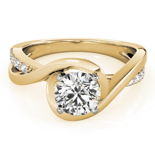 Solitaire Bypass Engagement Ring, style 84771, Top view in yellow gold