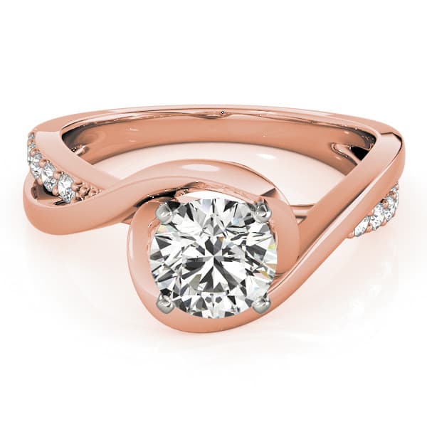Solitaire Bypass Engagement Ring, style 84771, Top view in rose gold