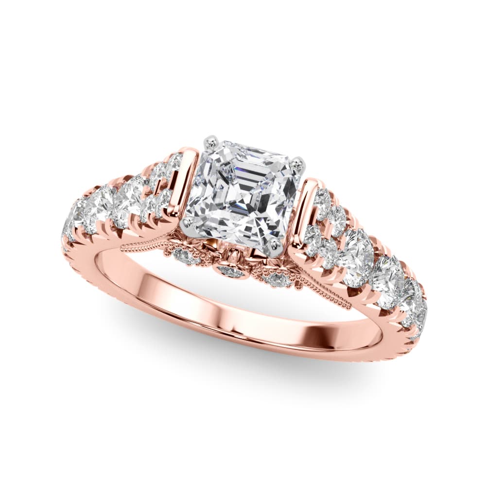 Graduating Engagement Ring, style 84773, Front view in rose gold