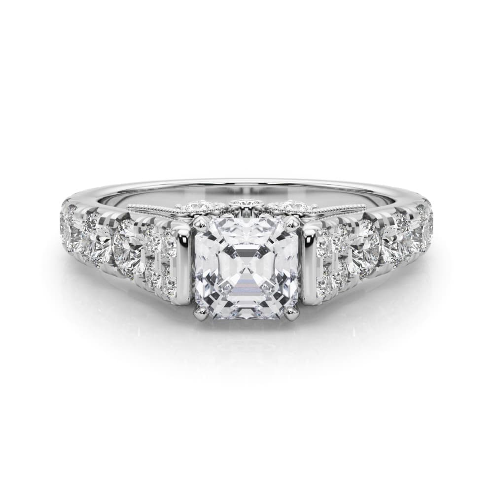 Graduating Engagement Ring, style 84773, On hand view in white gold or platinum