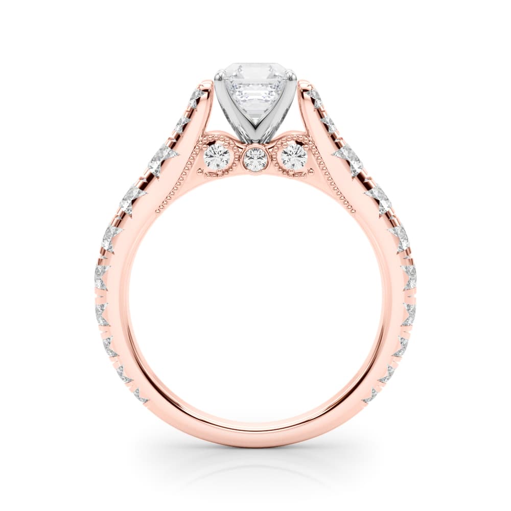Graduating Engagement Ring, style 84773, Side view in rose gold