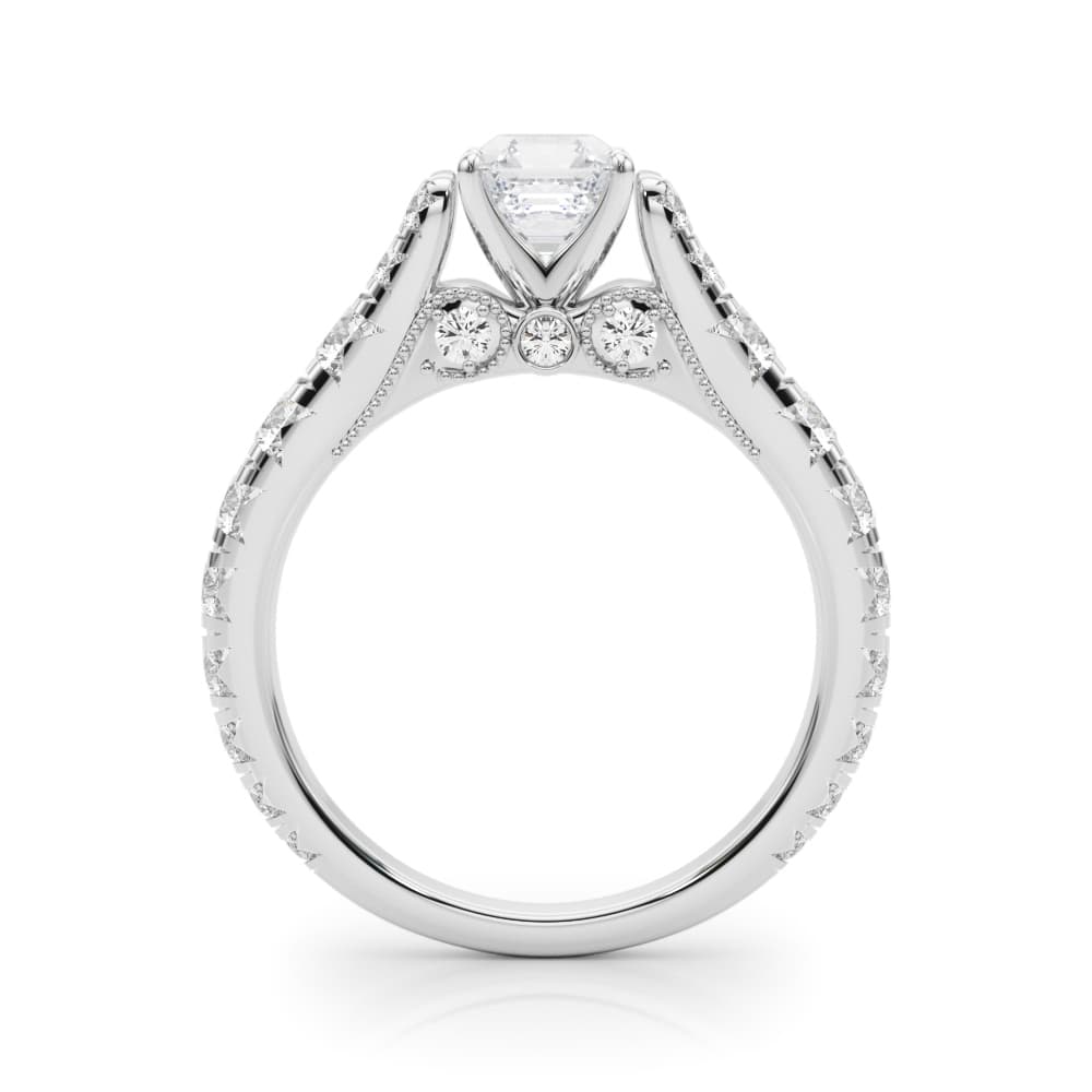 Graduating Engagement Ring, style 84773, Side view in white gold or platinum