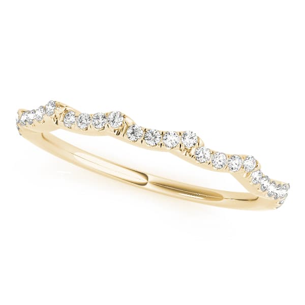 Wavy Wedding Band (1/8 ct. tw.), Front view in yellow gold