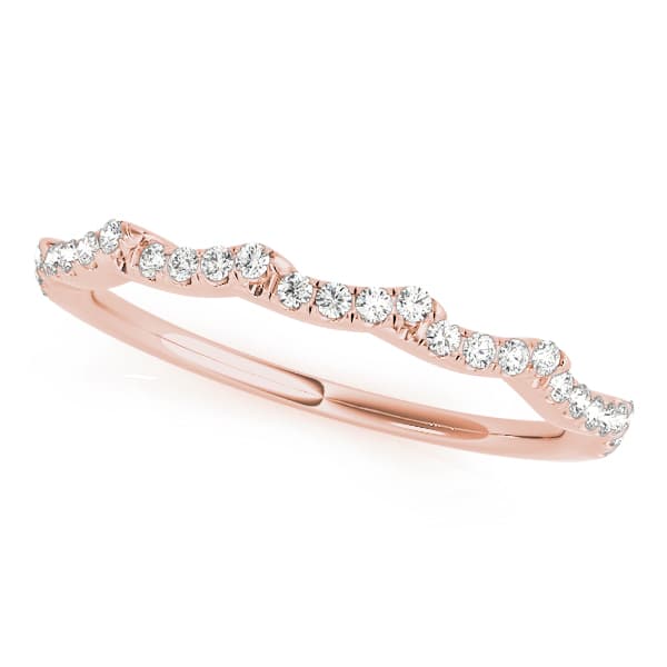 Wavy Wedding Band (1/8 ct. tw.), Front view in rose gold