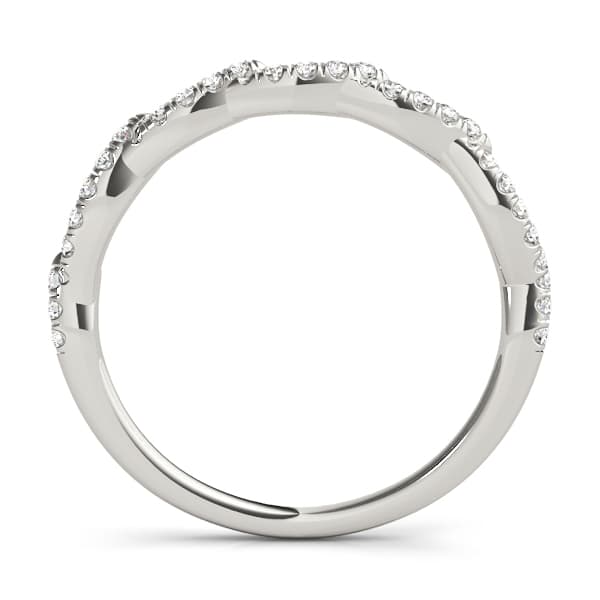 Wavy Wedding Band (1/8 ct. tw.), Side view in white gold or platinum