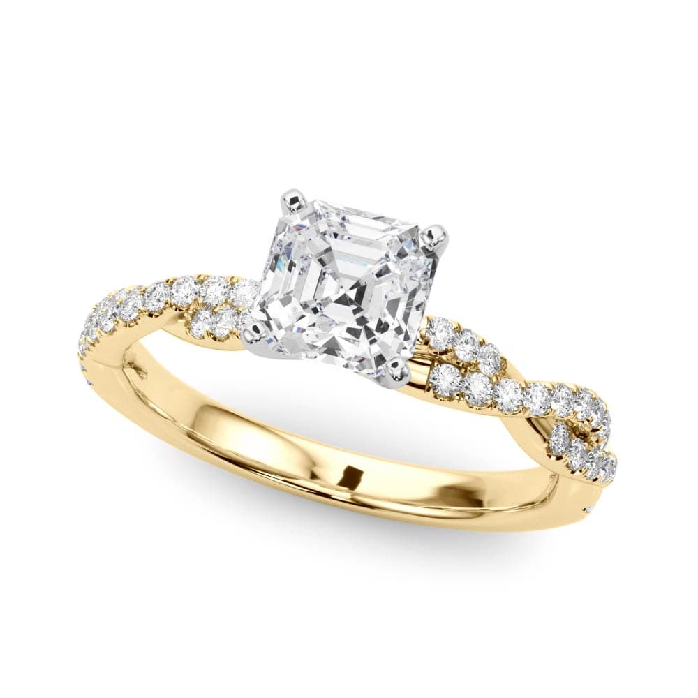 Twisting Diamond Adorned Engagement Ring, style 84774, Front view in yellow gold