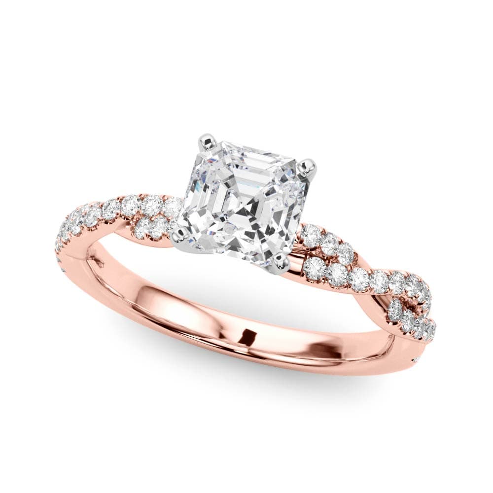 Twisting Diamond Adorned Engagement Ring, style 84774, Front view in rose gold