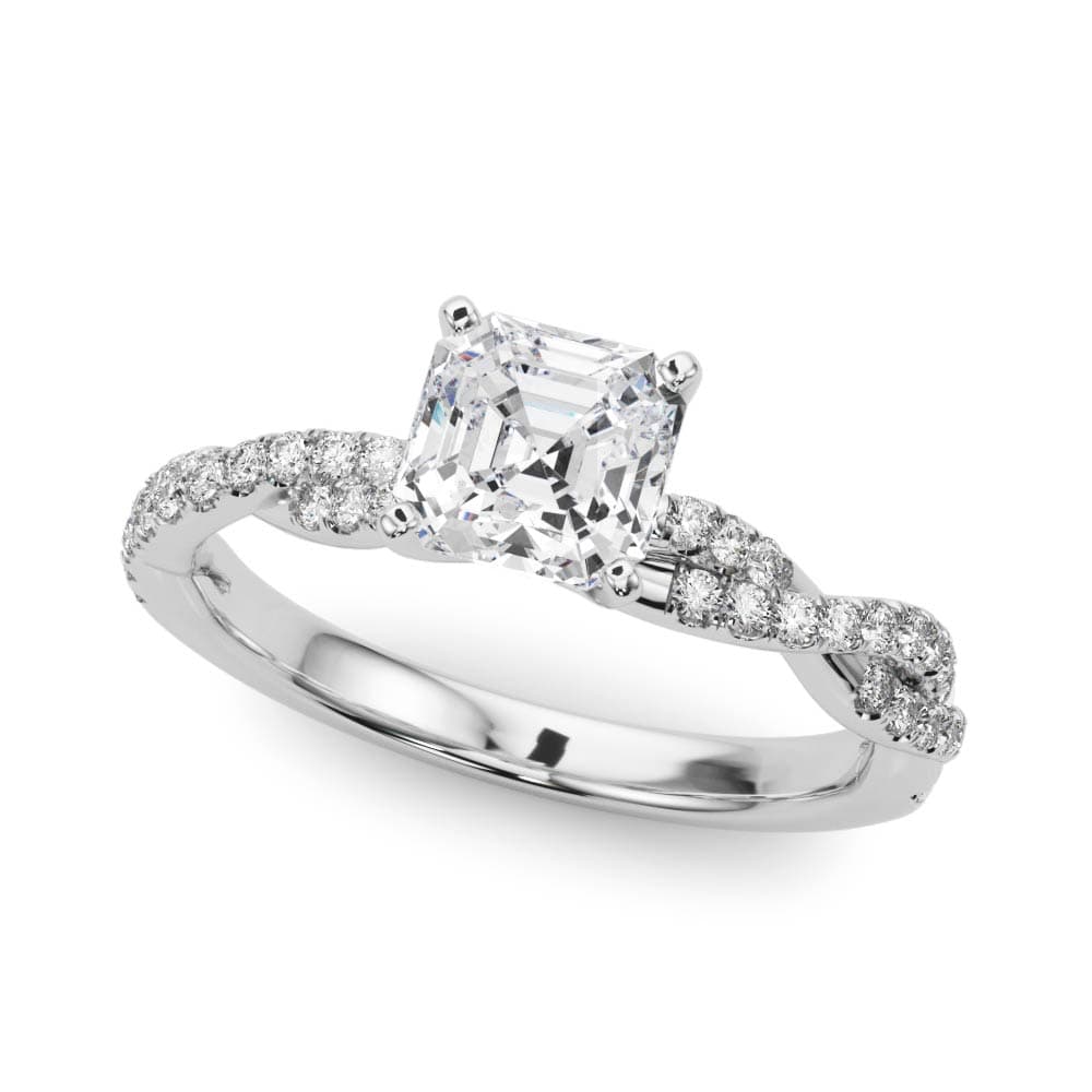 Twisting Diamond Adorned Engagement Ring — style 84774 in 10k White Gold