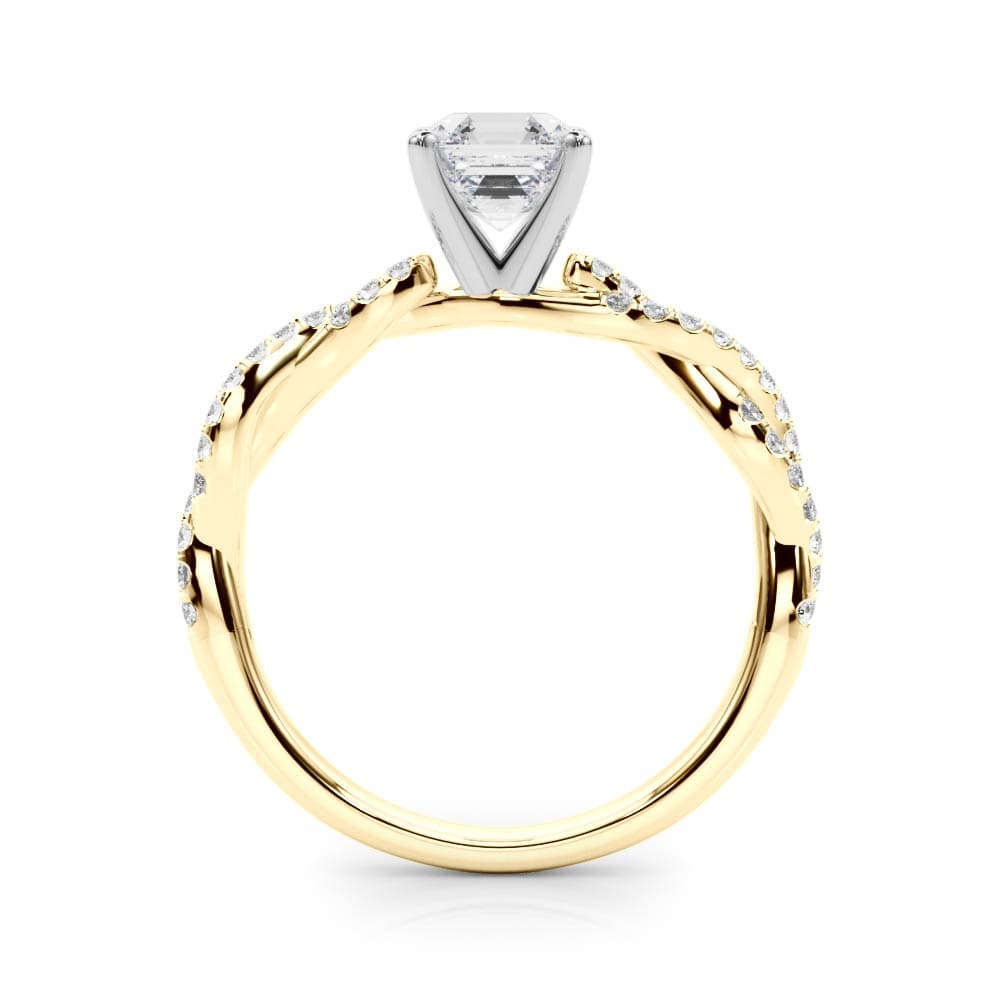 Twisting Diamond Adorned Engagement Ring, style 84774, Side view in yellow gold