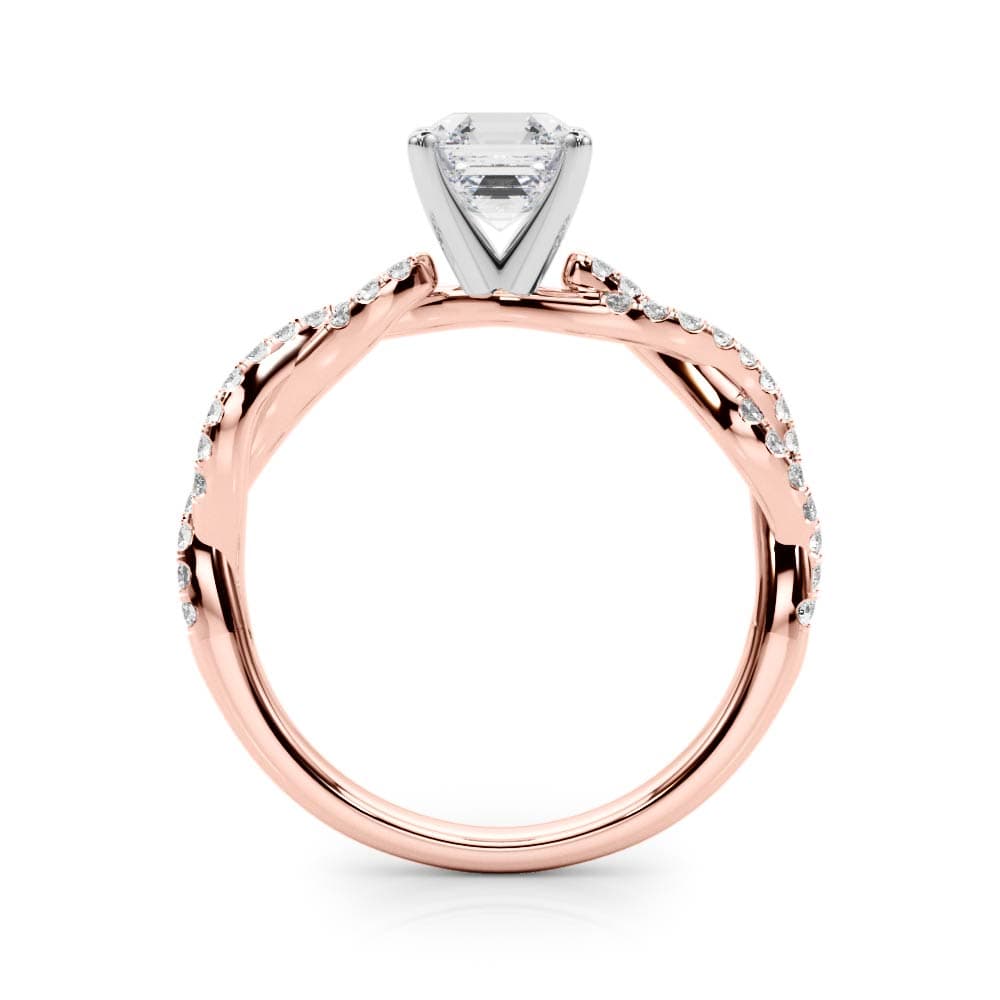 Twisting Diamond Adorned Engagement Ring, style 84774, Side view in rose gold