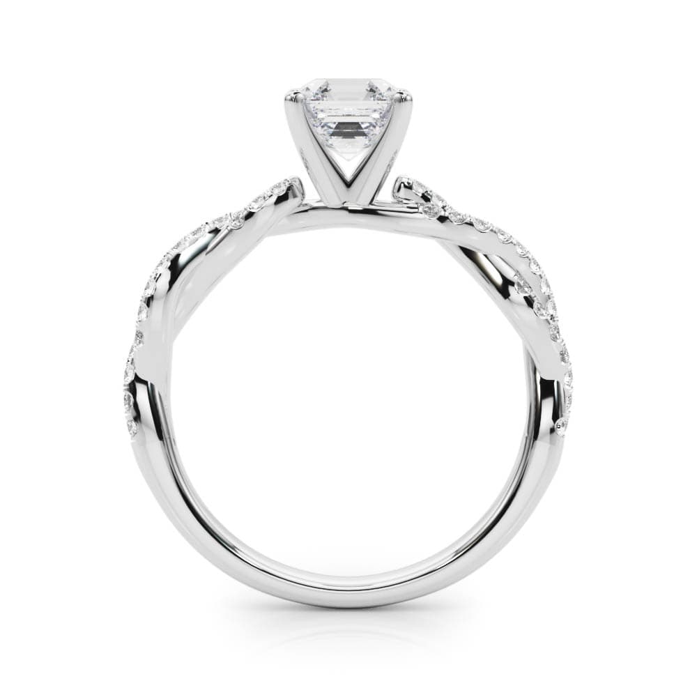 Twisting Diamond Adorned Engagement Ring, style 84774, Side view in white gold or platinum
