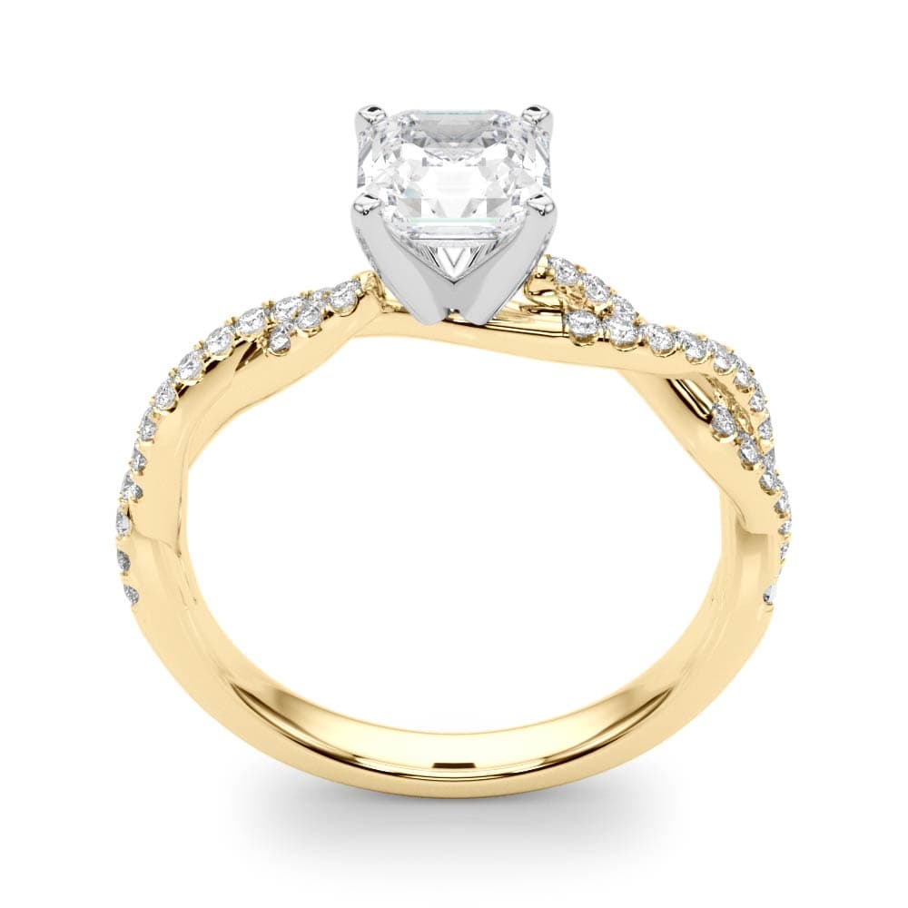 Twisting Diamond Adorned Engagement Ring, style 84774, Top view in yellow gold