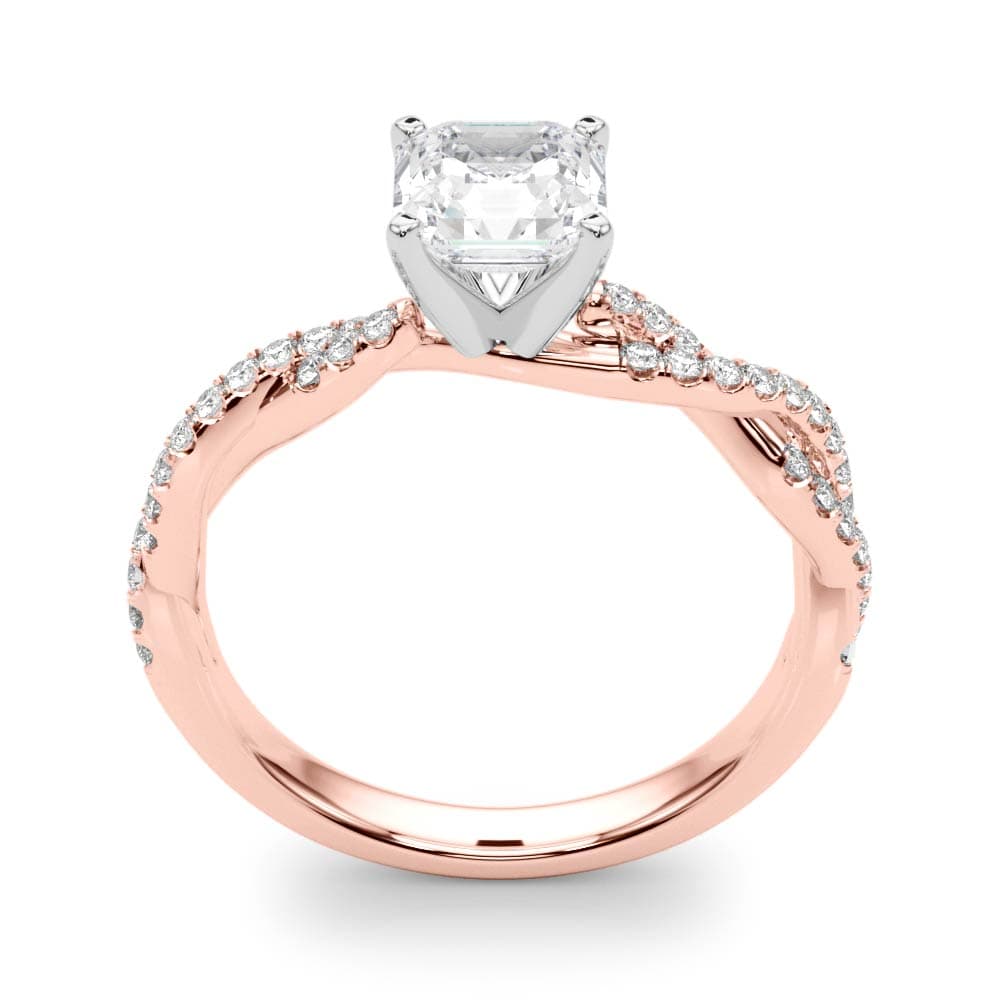 Twisting Diamond Adorned Engagement Ring, style 84774, Top view in rose gold
