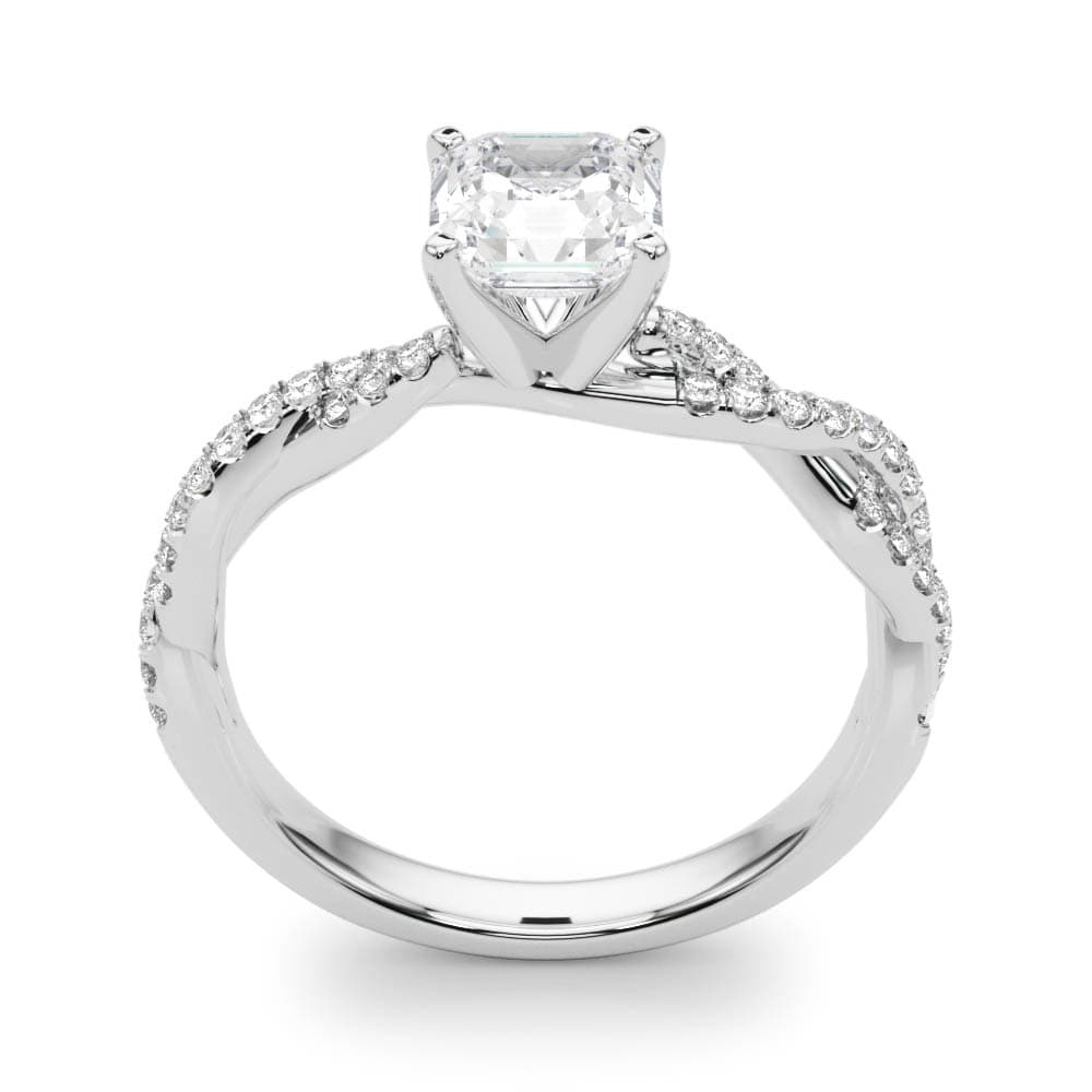 Twisting Diamond Adorned Engagement Ring, style 84774, Top view in white gold or platinum