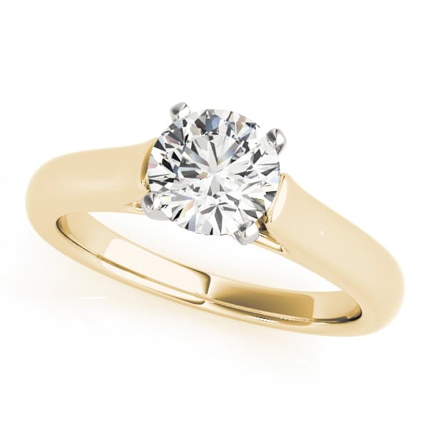 Cathedral Engagement Ring, style 84776, Front view in yellow gold