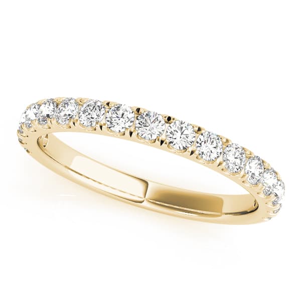 Straight Split Prong Wedding Band (1/4 ct. tw.), Front view in yellow gold