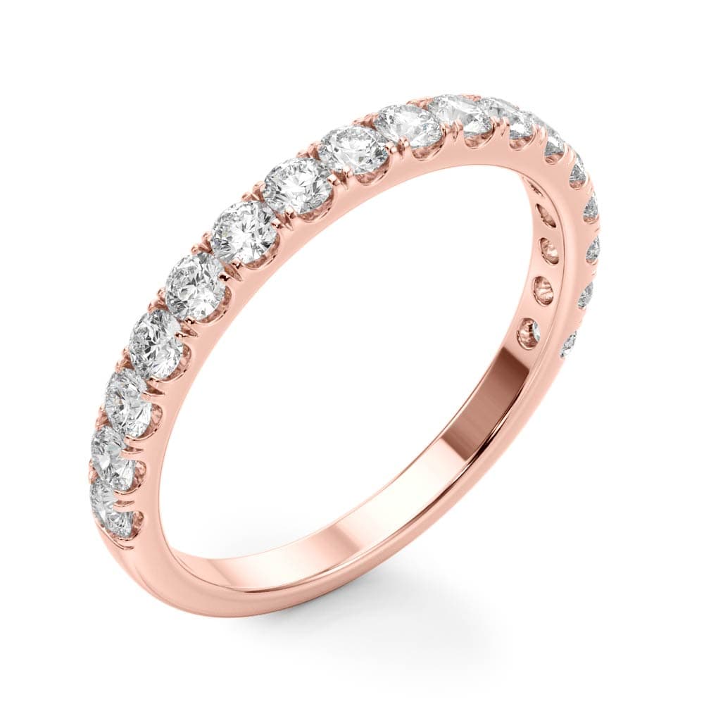 Straight Split Prong Wedding Band (1/4 ct. tw.), Angle view in rose gold