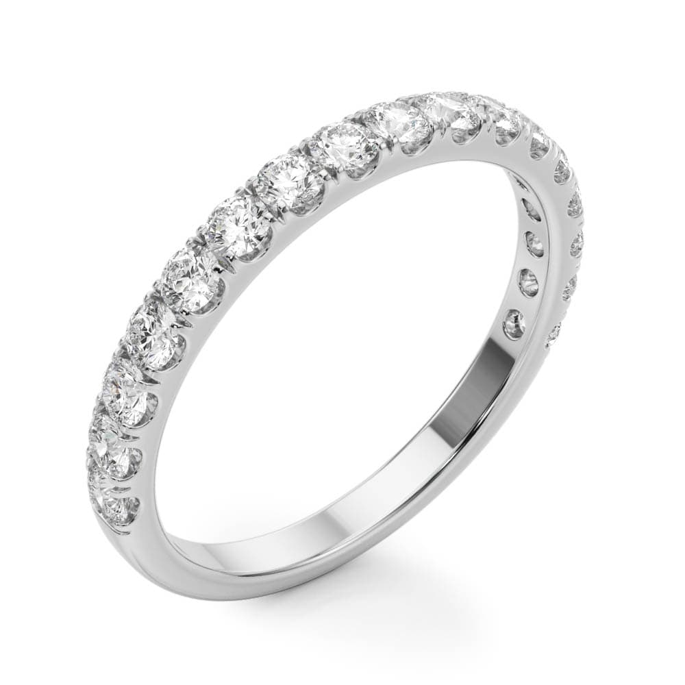 Straight Split Prong Wedding Band (0.98 ct. tw.), Angle view in white gold or platinum