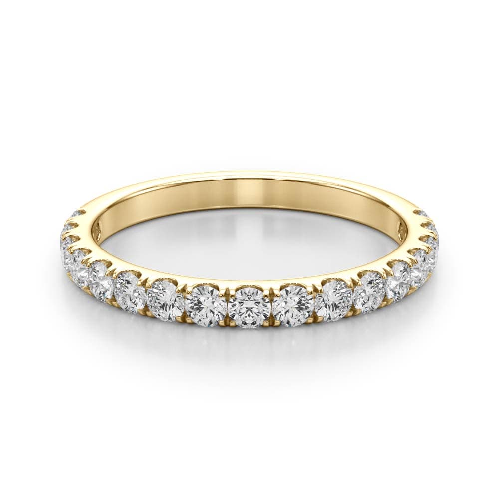 Straight Split Prong Wedding Band (1/4 ct. tw.), On hand view in yellow gold