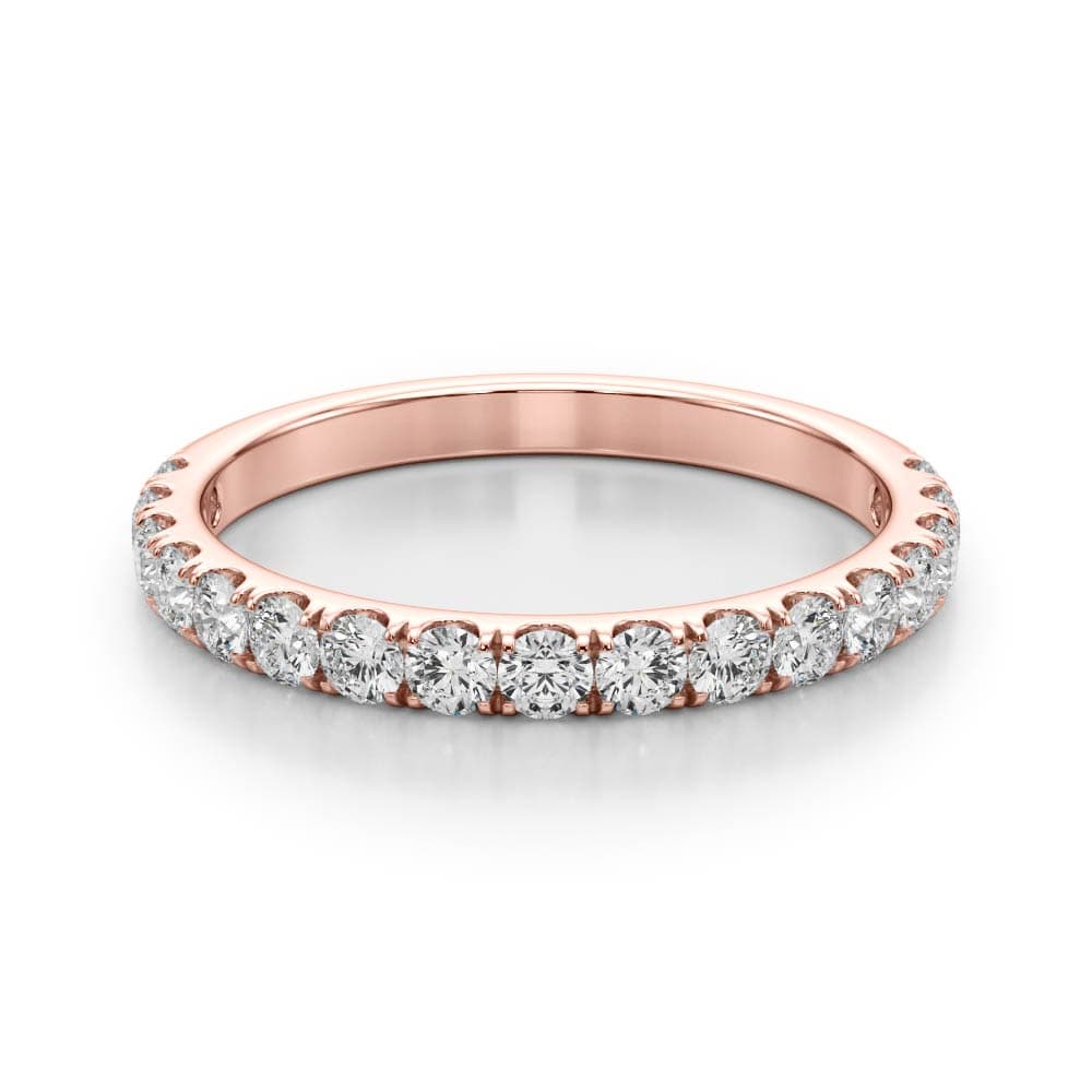 Straight Split Prong Wedding Band (1/4 ct. tw.), On hand view in rose gold