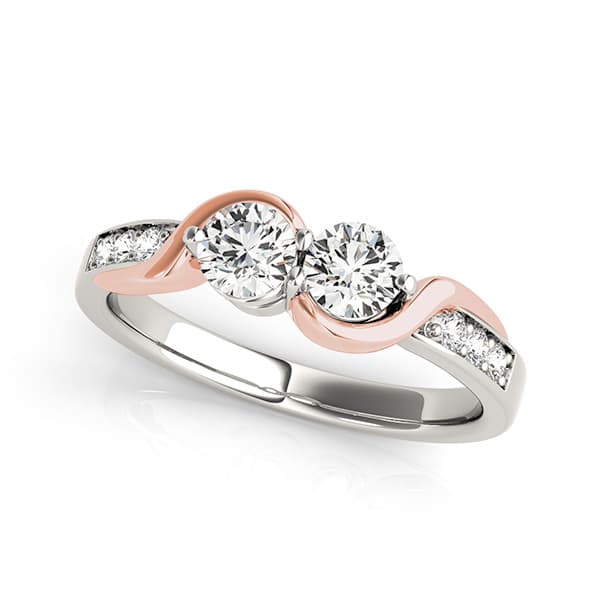 2-Stone Bypass Prong Set Fashion Rings — 1/2 CT — View 1
