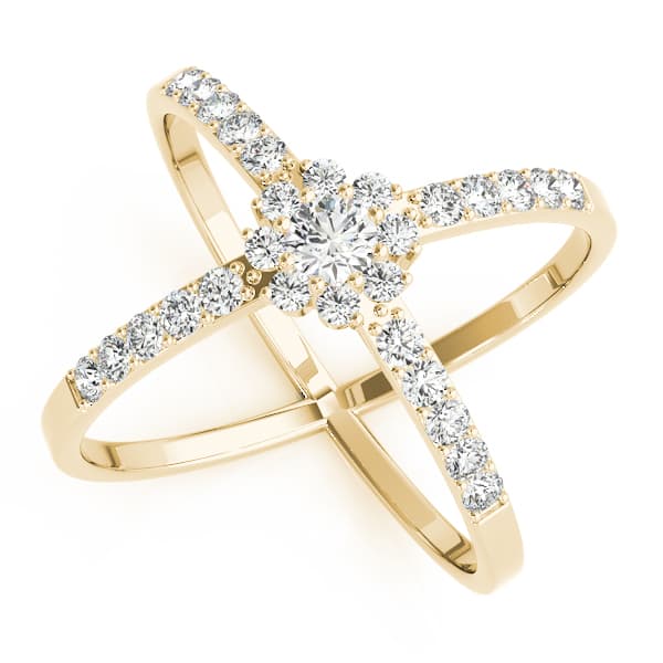 Double Row Prong Halo Fashion Ring (1/4 ct. tw.), Front view in yellow gold