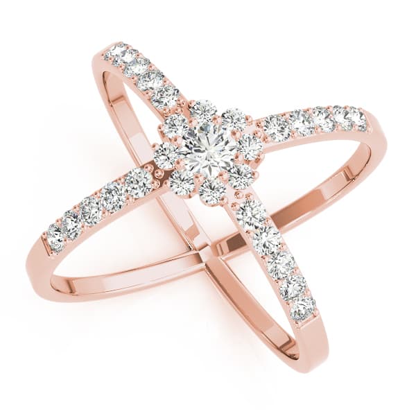 Double Row Prong Halo Fashion Ring (1/4 ct. tw.), Front view in rose gold