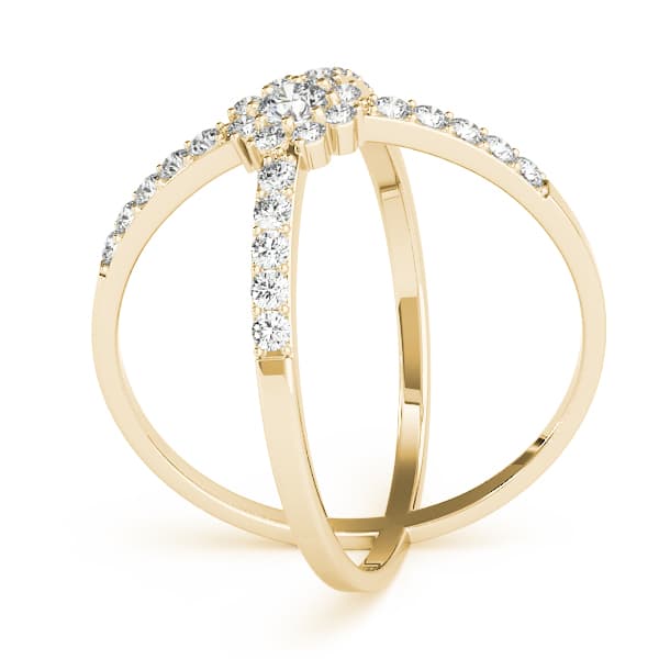 Double Row Prong Halo Fashion Ring (1/4 ct. tw.), Angle view in yellow gold
