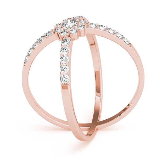 Double Row Prong Halo Fashion Ring (1/4 ct. tw.), Angle view in rose gold