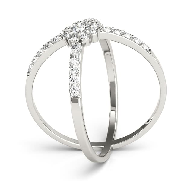 Double Row Prong Halo Fashion Ring (1/4 ct. tw.), Angle view in white gold or platinum