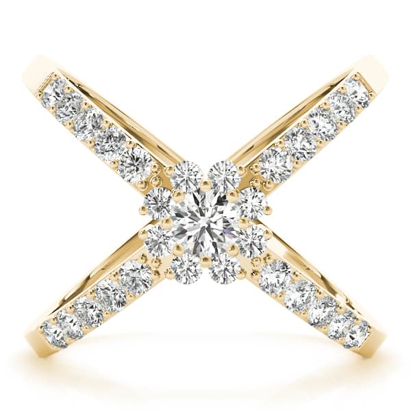 Double Row Prong Halo Fashion Ring (1/4 ct. tw.), On hand view in yellow gold