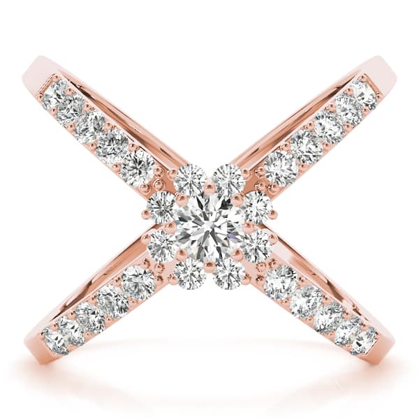 Double Row Prong Halo Fashion Ring (1/4 ct. tw.), On hand view in rose gold