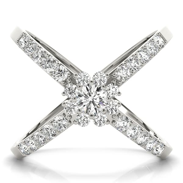 Double Row Prong Halo Fashion Ring (1/4 ct. tw.), On hand view in white gold or platinum